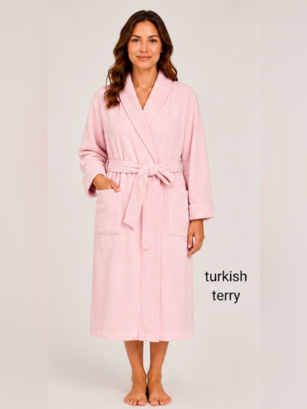 💘WOMANS PLUS TURKISH TERRY NUBBY COTTON LONG LENGTH ROBE